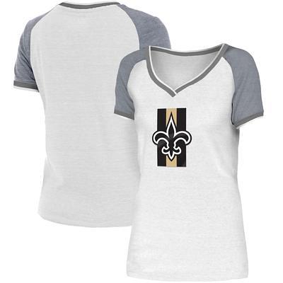 Women's WEAR by Erin Andrews Heather Gray New Orleans Saints Cropped Raglan  Throwback V-Neck T-Shirt