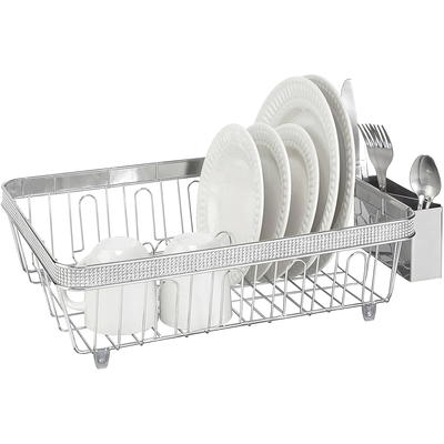 14.04 in.L x 9.95 in. W x 10.34 in. H Pink Standing Metal Kitchen Dish Rack with Pallet