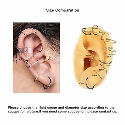 Amazon.com: Cartilage Earrings 16G Nose Rings Hoops Gold Double Nose Hoop  Ring Daith Earrings Surgical Steel Conch Earrings with CZ 3pcs Septum  Clicker Rings Septum Jewelry Rook Tragus Lip Pierxing Jewelry 10mm :