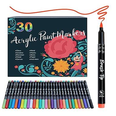 SFAIH Acrylic Paint Markers Paint Pens 24 Colors 2-3mm Medium Tip Paint Markers for Fabric, Canvas, Rock, Glass, Wood, Plastic, DIY Crafts Art