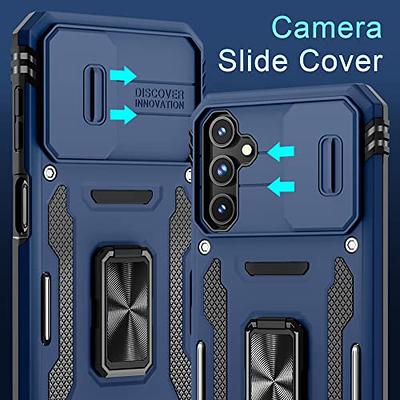Compatible with Galaxy A14 5G Phone Case,Samsung A14 5G Case with HD Screen  Protector with Slide Camera Cover, 360°Rotation Ring Kickstand [Military