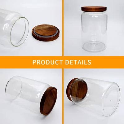 Set Of 3 Glass Jars With Wood Lid