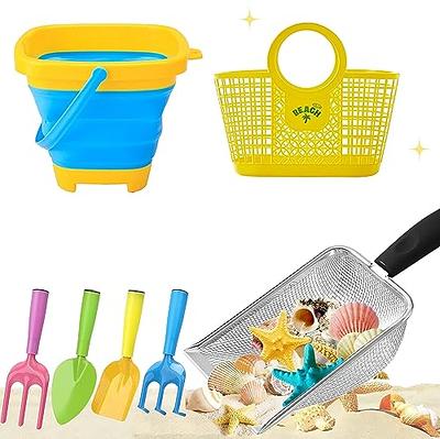 Fun Little Toys 3 Pcs Collapsible Sand Buckets with Handle Foldable Baskets