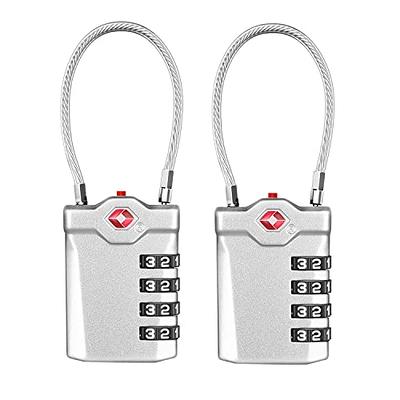 TSA Luggage Locks (2 Pack) - 4 Digit Combination Steel Padlocks