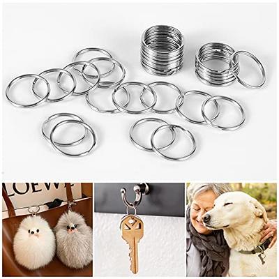 OIIKI 28 Sets Keychain Rings for Crafts, Round Split Key Rings, Metal Keychain Connector with Clear Plastic Snap Tabs, Blanks Key Rings Jump Rings