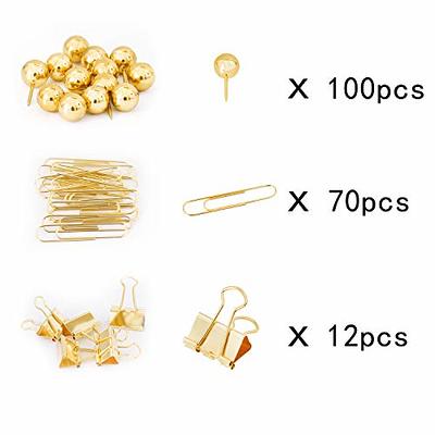  Gold Binder Paper Clips Set,182pcs Large Paper Clips,Binder  Clips,Push pins, Office Supplies Clips for Women,Desk Accessory : Office  Products