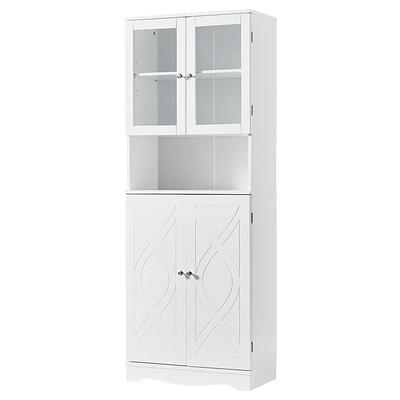 Angeles Home 14.5 in. W x 14.5 in. D x 63 in. H Gray Freestanding Narrow Storage Linen Cabinet for Bathroom