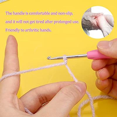 4.5mm Crochet Hook, Ergonomic Handle for Arthritic Hands, Soft Rubber Grip  Extra Long Knitting Needles for Beginners and Knitting Crocheting Yarn