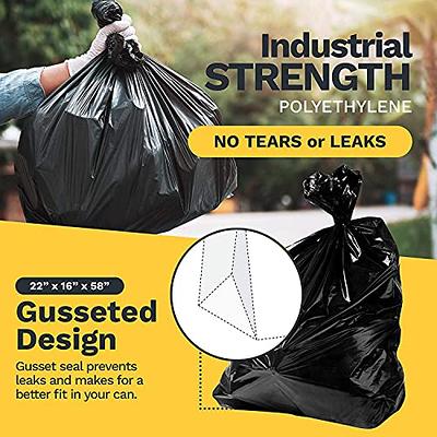 55 Gallon Trash Bags, Heavy Duty Outdoor Garbage Bags (50 Count) for Commercial, Lawn, Leaf and Contractors