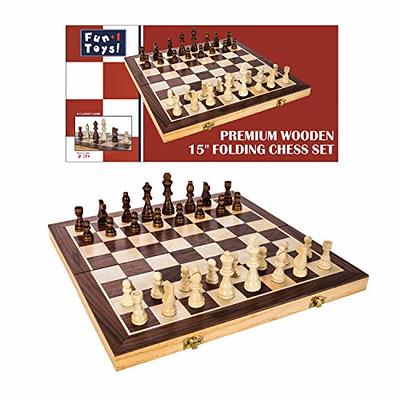 Juegoal Wooden Chess & Checkers Set with Storage Drawer, 12 Inch Classic 2  in 1 Board Games for Kids and Adults, Travel Portable Chess Game Sets, 2