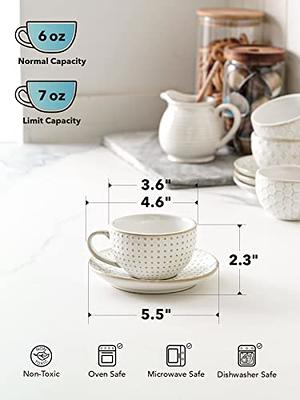 LE TAUCI 6 oz Cappuccino Cups with Saucers，Ceramic Coffee Cup for Au Lait,  Double shot, Latte, Cafe …See more LE TAUCI 6 oz Cappuccino Cups with