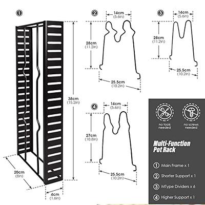 ORDORA Pots and Pans Organizer: under Cabinet, 21 Height Heavy Duty 120LBS  Pots Pans Organizer Rack for under Cabinet 8-Tier Adjustable for Big