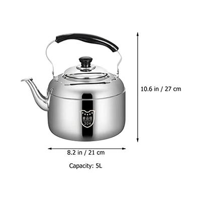 Creative Home 10.5 Cups Opaque Black Stainless Steel Whistling Tea Kettle with Aluminum Capsulated Bottom for Fast Boiling Heat Water