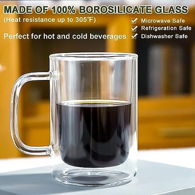 15 Oz Double Walled Coffee Cups Glass Coffee Mugs Clear Coffee Mug with Lid  Insulated Coffee Mug Perfect for Cappuccino,Tea,milk ,Espresso,juice, Hot