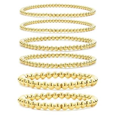 NEW HEAVY 3mm Gold Bead Bracelet Elastic Gold Bead Bracelet 18k Gold Filled Beaded  Bracelet 