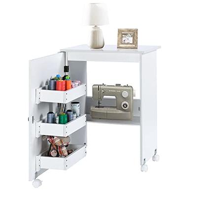 Folding Sewing Table with Storage, Sewing Craft Table Foldable with 3  Storage Shelves, Adjustable Sewing Craft Cart with Hidden Bins Lockable  Casters, Multifunctional Wood Sewing Cabinet Art Desk - Yahoo Shopping