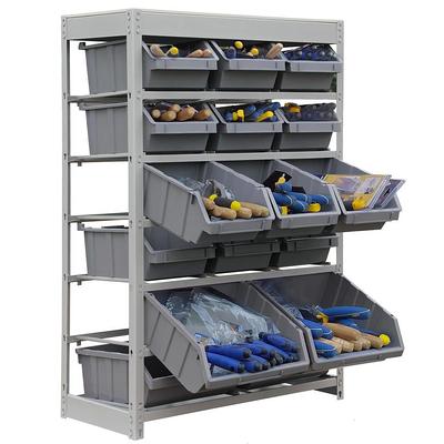 King's Rack Gray 4-Tier Botless Bin Storage System Garage Storage Rack (24 Plastic Bins in 4 Tier)