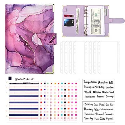  DMluna A6 Budget Binder, PU Leather Money Organizer for Cash  Bills Coupon, Planner Book Notebook Cover with 12 Zipper Envelopes for  Budgeting Expense Saving, with 48 Label Stickers, Glitter Rose 