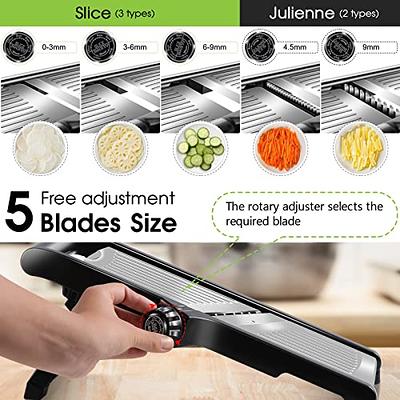 Mandoline Slicer for Kitchen, [4.5mm/9mm Julienne & 0-9mm Slice] Adjustable