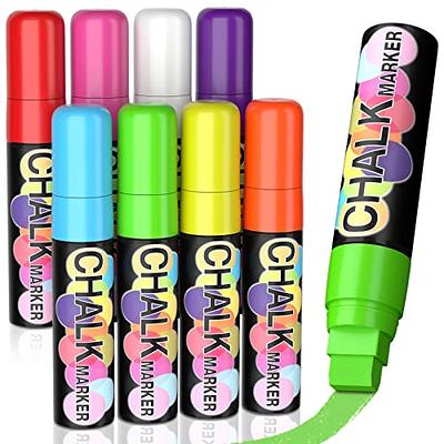 Jumbo Window Liquid Chalk Markers for Cars Glass Washable: 12 Colors Chalk  Marker Pens With 15mm Wide Tips, Bold Window Paint for Glass, Inlcuded 10