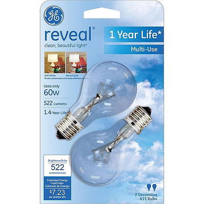 40w A15 Medium Base Reveal Ceiling Fan Light Bulb 2PK - 40A15/CF