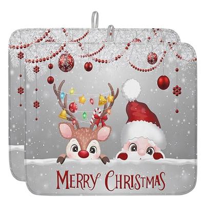 Huotupsine Grey Santa Elk Christmas Dish Drying Mat for Kitchen Counter,  Red Xmas Balls Winter Snowflake Baby Bottle Microfiber Drying Pad,  Absorbent Coffee Cup Dishes Drainer Mats 16x18, 2 Pcs - Yahoo