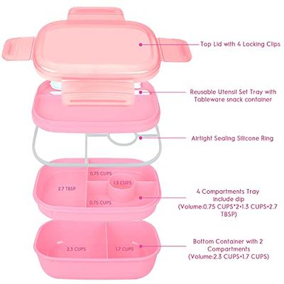 Caperci Stackable Bento Box Adult Lunch Box - 3 Layers All-in-One Lunch  Containers with Multiple Compartments for Adults & Kids, 55 oz Large  Capacity