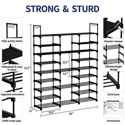 9 Tiers Metal Shoe Rack Organizer, 50-55 Pairs Large Tall Shoe Storage,Shoe  Holder,Shoe Stand,Vertical Free Standing Shoe Shelf,Heavy Duty Boot Rack  for Entryway, Closet, Garage, Bedroom