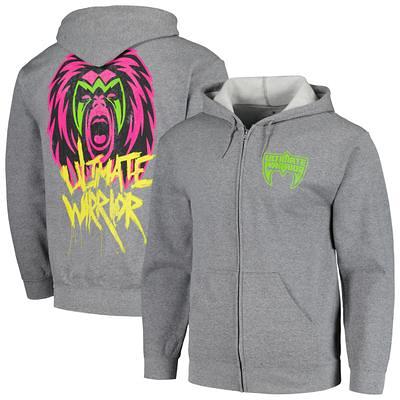 Men's Ripple Junction Heather Gray The Ultimate Warrior Mask Fleece Full-Zip  Hoodie