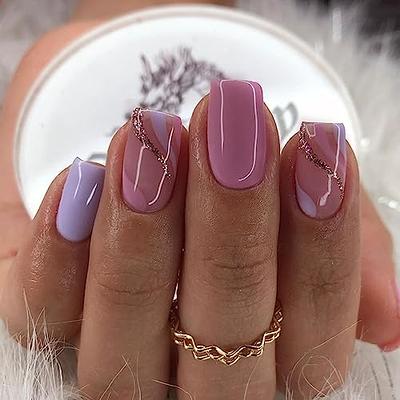  Hot Pink French Tip Cute Press on Nails Medium Acrylic Nails  Almond Glossy Nude Stick On Nails 24PCS Gel Glue On Nails Kit for Women and  Girls : Beauty & Personal