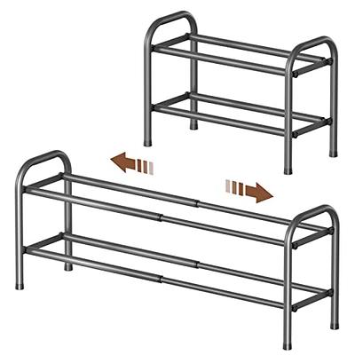 Gewudraw 1-Tier Shoe Rack Expandable, Width Adjustable Shoe Shelf Storage  Organizer, 41.53'' Metal Standing Shoe Rack for Bedroom Entryway Closet
