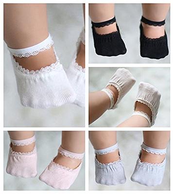Elegant Baby Pink Mary Jane Non Slip Socks - 6pk
