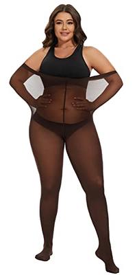 Womens Control Top Plus Size Tights For Women High Waist Opaque Pantyhose 2  Pairs Suntan X-Large