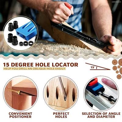 Pocket Hole Jig Kit, 15 Angled Woodworking Holes Locator, Drill Guide Jig  Set W/2 Drill Bits For C