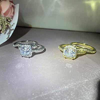 Gold Plated Cubic Zirconia Engaement Ring Set