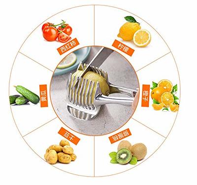 Tomato Slicer Lemon Cutter Stainless Steel Kitchen Cutting Aid Holder Tools for Soft Skin Fruits and Vegetables,Home Made Food & Drinks Decoration