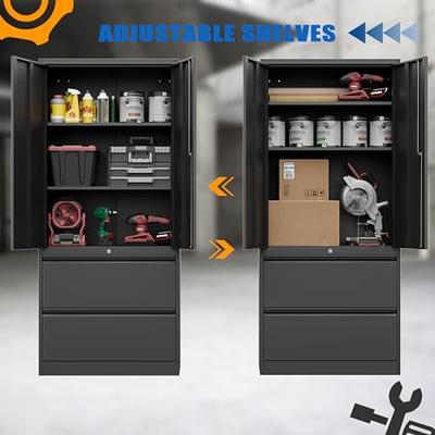 Atripark Metal Storage Cabinet with Lock, 42 Lockable Garage Tool