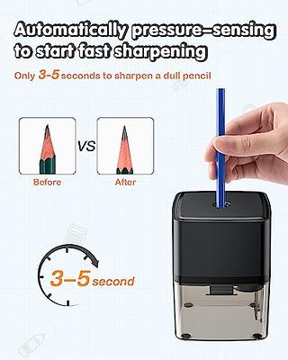 Electric Pencil Sharpener Heavy-Duty Helical Blade Sharpener with  Adapter/Battery Operated for No.2/ (6-8mm) Pencils with Auto Stop &  Cleaning Brush in School/Classroom/Office (Black)