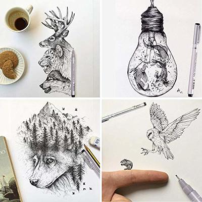 Micro Fineliner Drawing Art Pens 12 Black Fine Line Waterproof Ink