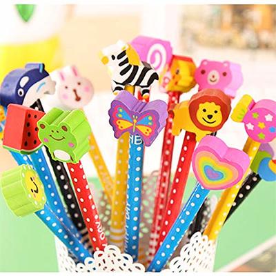 Pencil Eraser Toppers | Cap Erasers Wedge-Shaped,Erasers for Pencils Back to School Party Gifts, Color Random