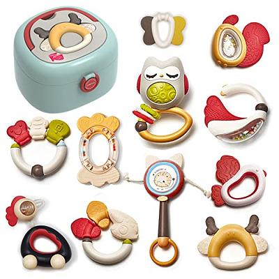 MOONTOY 12pcs Baby Rattles Set Teething toys for Babies 0-6 Months Infant  Baby Toys 6 to 12 Months, Baby Teether Chew Newborn Toys 0 1 2 3 4 5 6 7 8  9