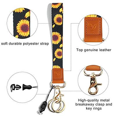 Wrist and Neck Lanyards for ID Badge Keys for Women Kids Teacher, 2 Pack  Short and Long Cute Car Key Neck Lanyards with 2 Keychain & Lanyard