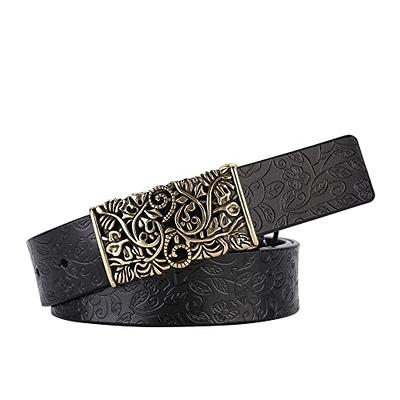 Women Leather Belts Ladies Vintage Western Design Black Waist Belt Pants  for Jeans Dresses : : Clothing, Shoes & Accessories