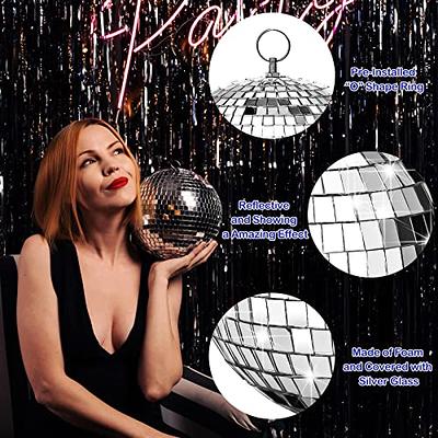 10 Mirror Disco Ball, Hanging Disco Ball Decor with Attached Ring, Silver Large Disco Ball Party Decorations Ornament for DJ Club Reflective Light