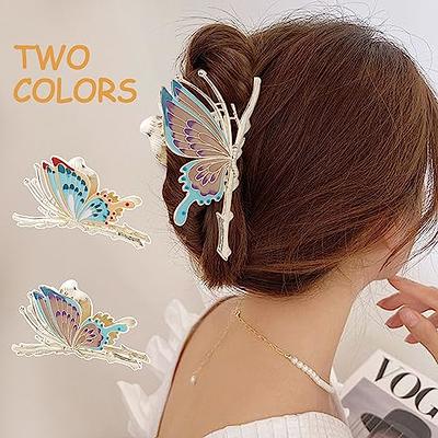 4 Pack Hair Clips, Flower Metal Hair Claw Clips, Butterfly Hair Clips for  Thick Long Hair