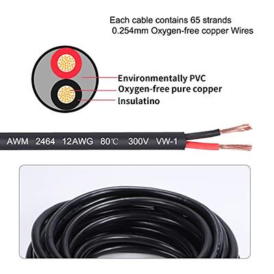 12 Gauge 2 Conductor Electrical Wire 12 AWG Wire Stranded PVC Cord  Oxygen-Free Copper Cable 100FT/30.5M for Outdoor Lighting Automotive  Battery Solar Panel (12/2AWG-100FT) - Yahoo Shopping