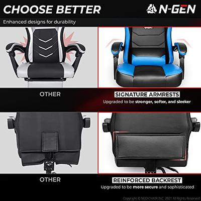 N-GEN Gaming Chair with Footrest Levelled Seat PU Leather