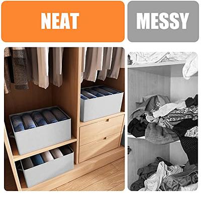 EASEVE 2pcs Closet Organizers and Storage Bins for Clothes - 12 Cell Drawers Organizer Grid Storage Box for Jeans Pants Sweater