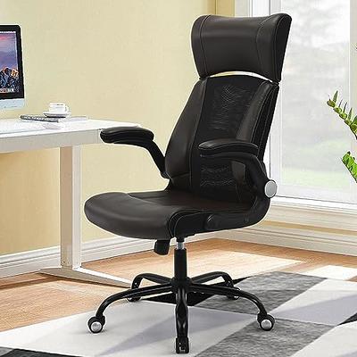 High Back Office Chair with Lifting Headrest - Flip Arms Adjustable  Built-in Lumbar Support, Executive Computer Desk Chair Home Office Work  Chairs, Thick Padded, Strong Metal Base, Ergonomic Design - Yahoo Shopping