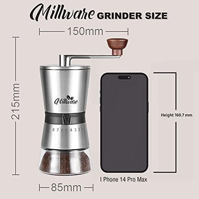 Millware Manual Coffee Grinder Set with 8 Adjustable Coarseness, Hand Mill  Conical Burr for Espresso Beans, French Press, Pour Over, Drip Rustproof, 2